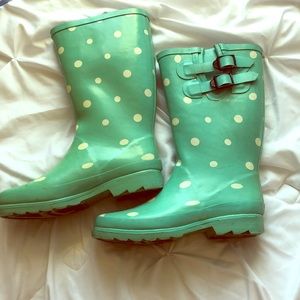 Polka dotted rain boots